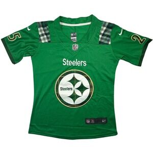 Pittsburgh Steelers Nike Ireland 25 Green Plaid Jersey Women M NFL On Field RARE